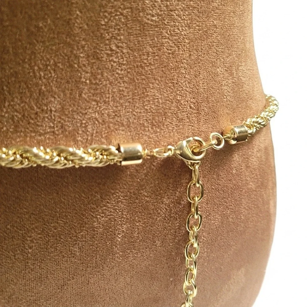 Gold Rope Chain Belt with Tassel Accent Adjustable 37 Inch Costal Grandma